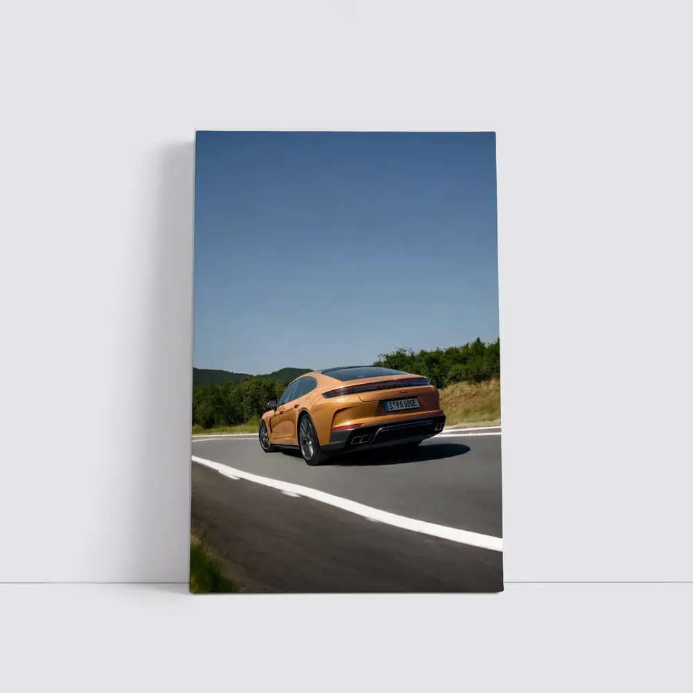 Porsche Panamera Orange On Open Road – Wall Art