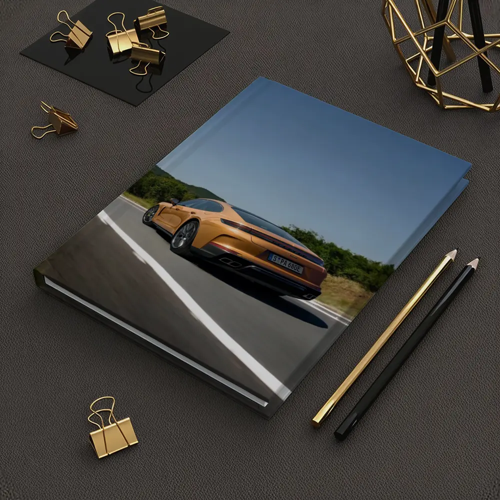 Porsche Panamera Orange On Open Road – Notebooks