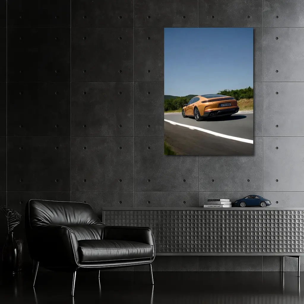 Porsche Panamera Orange On Open Road – Wall Art