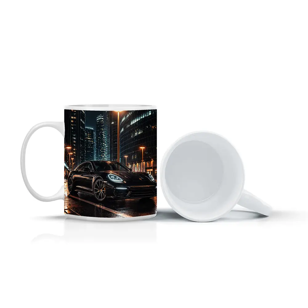 Porsche Panamera Black City Night Streets – Mugs