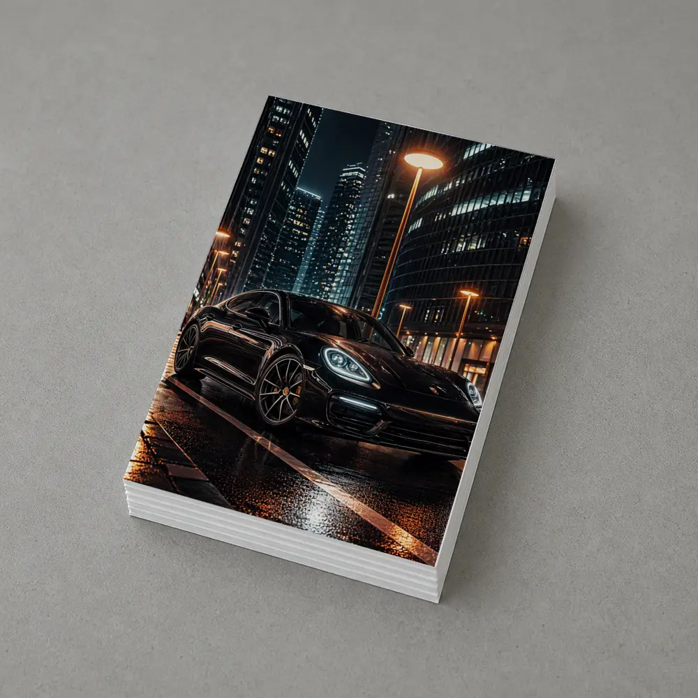 Porsche Panamera Black City Night Streets – Postcards