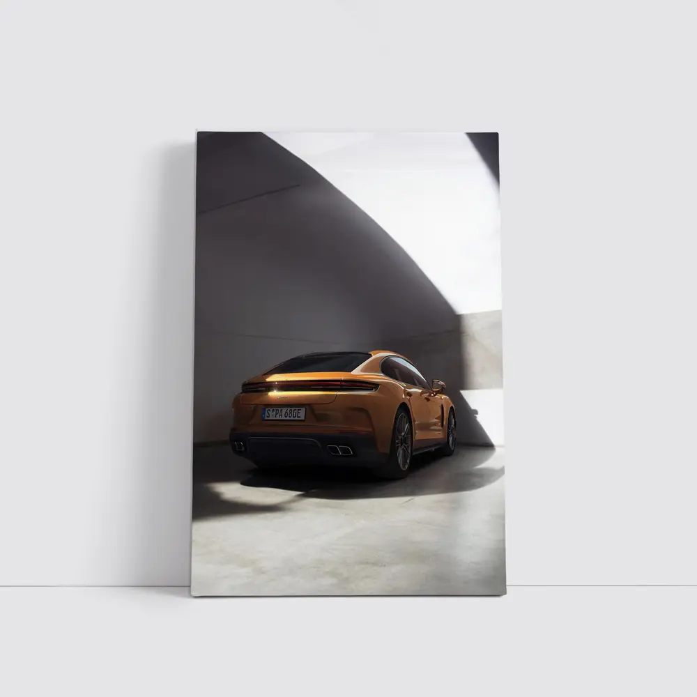 Porsche Panamera Orange Studio Garage Shot – Wall Art