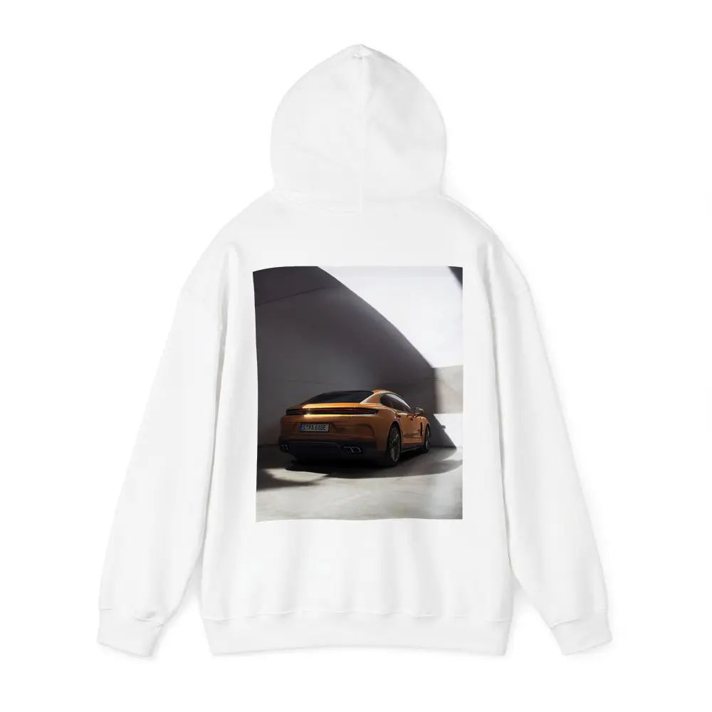 Porsche Panamera Orange Studio Garage Shot – Hoodies