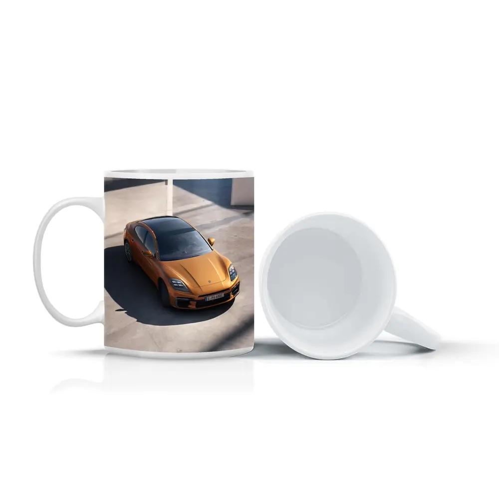 Porsche Panamera Orange Minimal Parking Setting – Mugs
