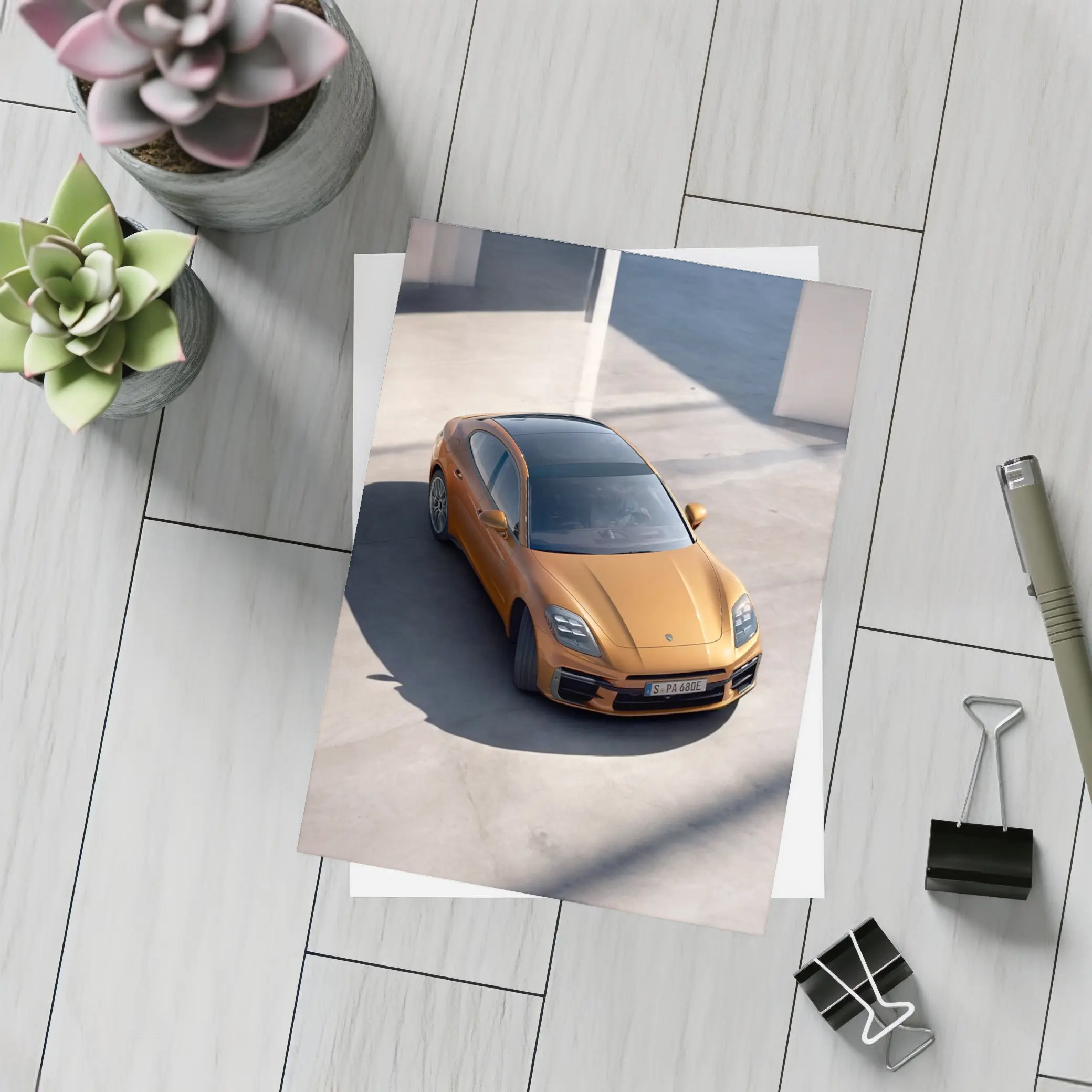 Porsche Panamera Orange Minimal Parking Setting – Postcards