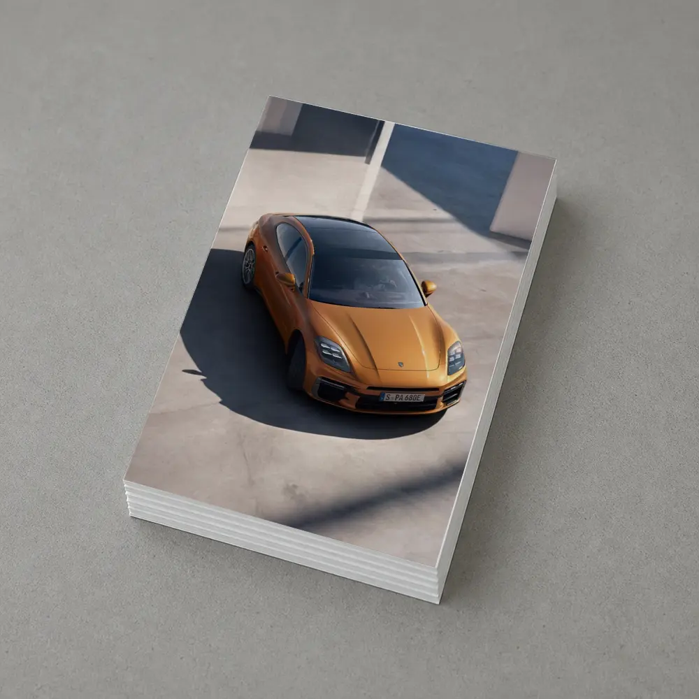 Porsche Panamera Orange Minimal Parking Setting – Postcards