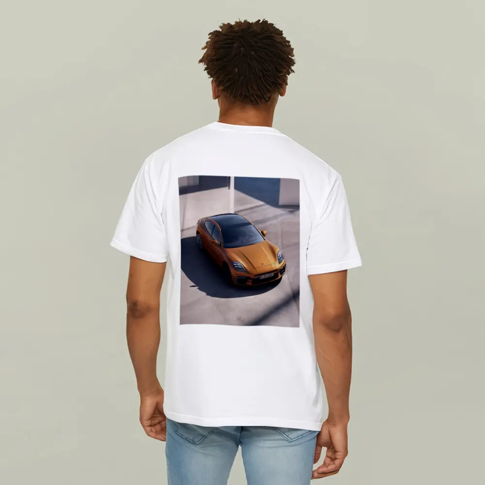 Porsche Panamera Orange Minimal Parking Setting – T-Shirts