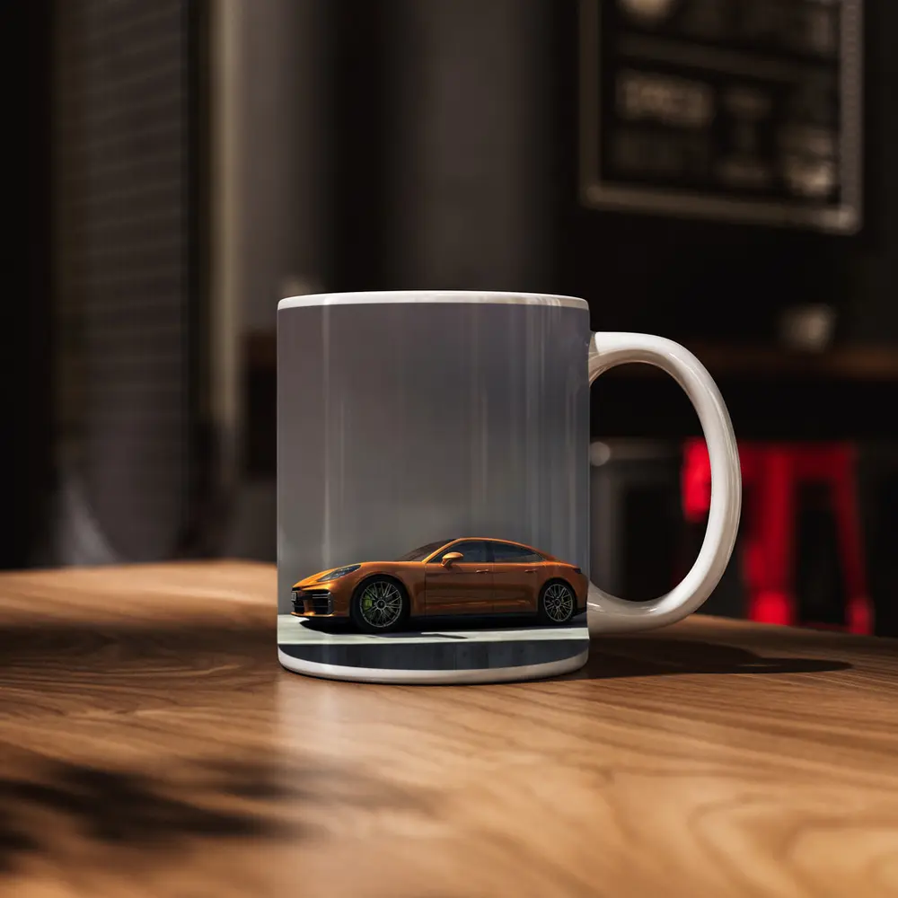 Porsche Panamera Orange Studio Clean Background – Mugs