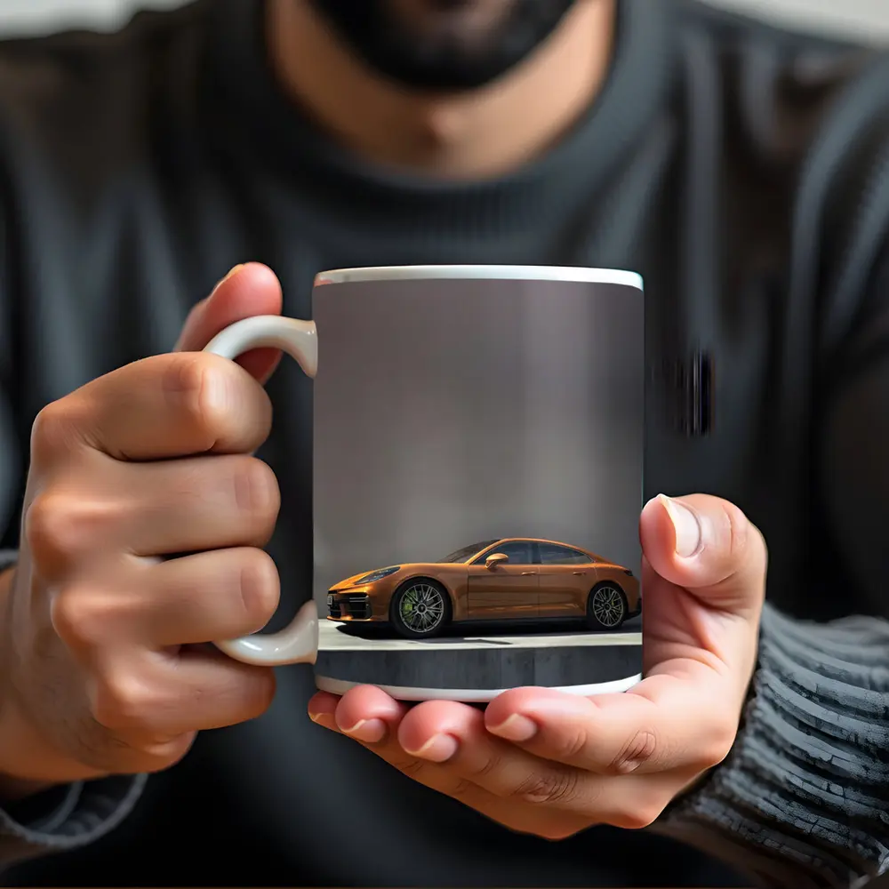 Porsche Panamera Orange Studio Clean Background – Mugs