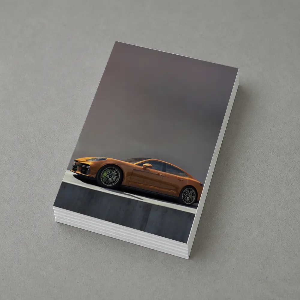 Porsche Panamera Orange Studio Clean Background – Postcards