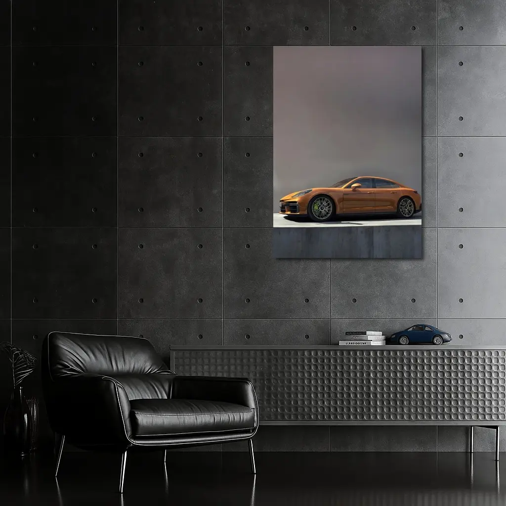 Porsche Panamera Orange Studio Clean Background – Wall Art