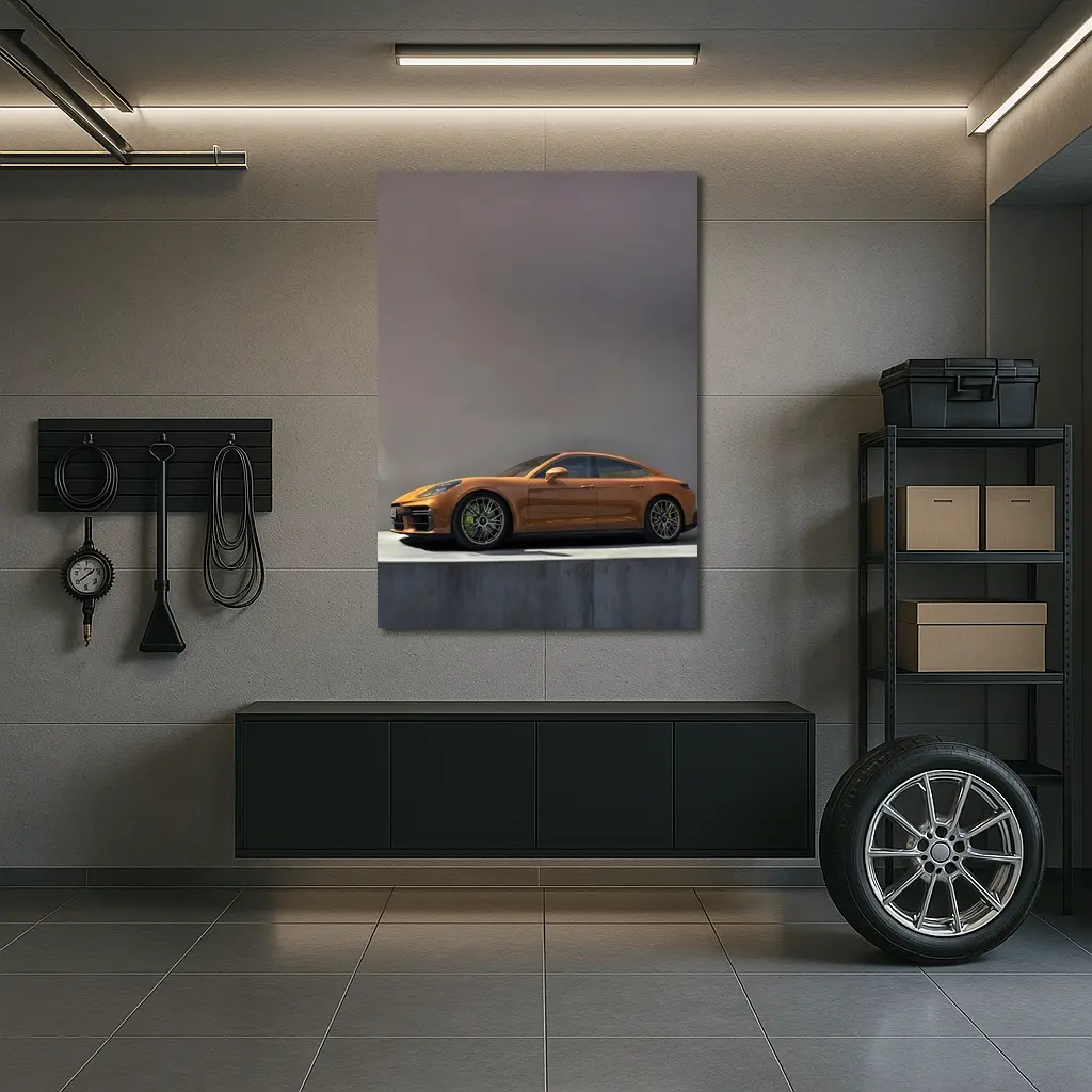 Porsche Panamera Orange Studio Clean Background – Wall Art