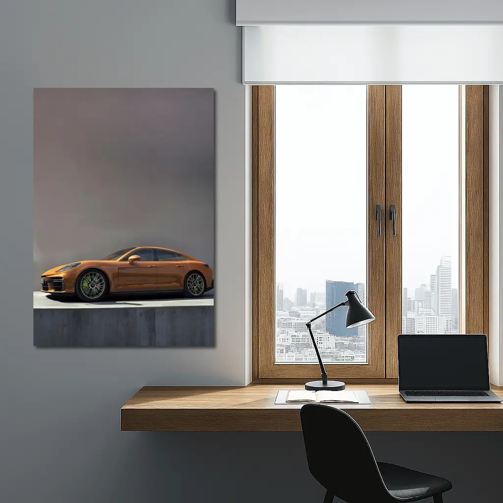 Porsche Panamera Orange Studio Clean Background – Wall Art