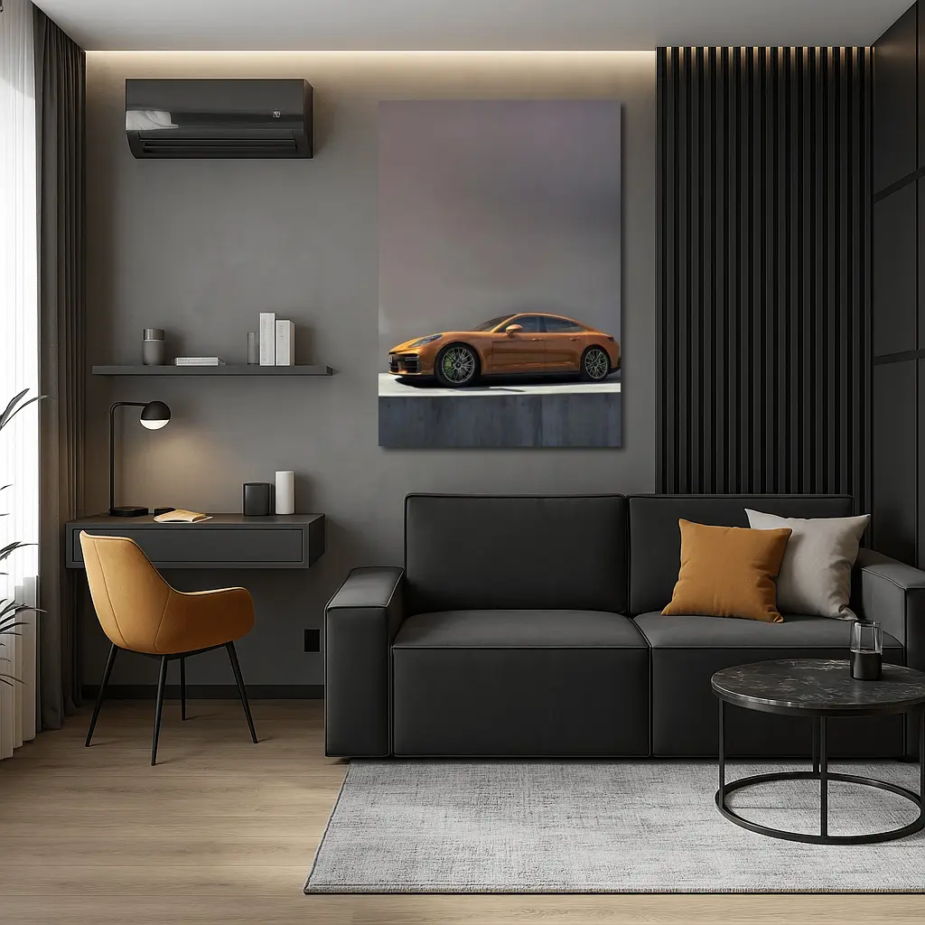 Porsche Panamera Orange Studio Clean Background – Wall Art