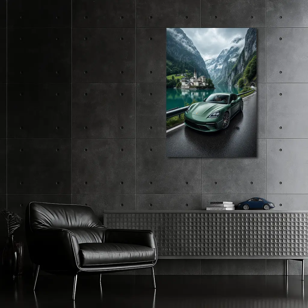 Porsche Panamera Green Mountain Lake Road – Wall Art