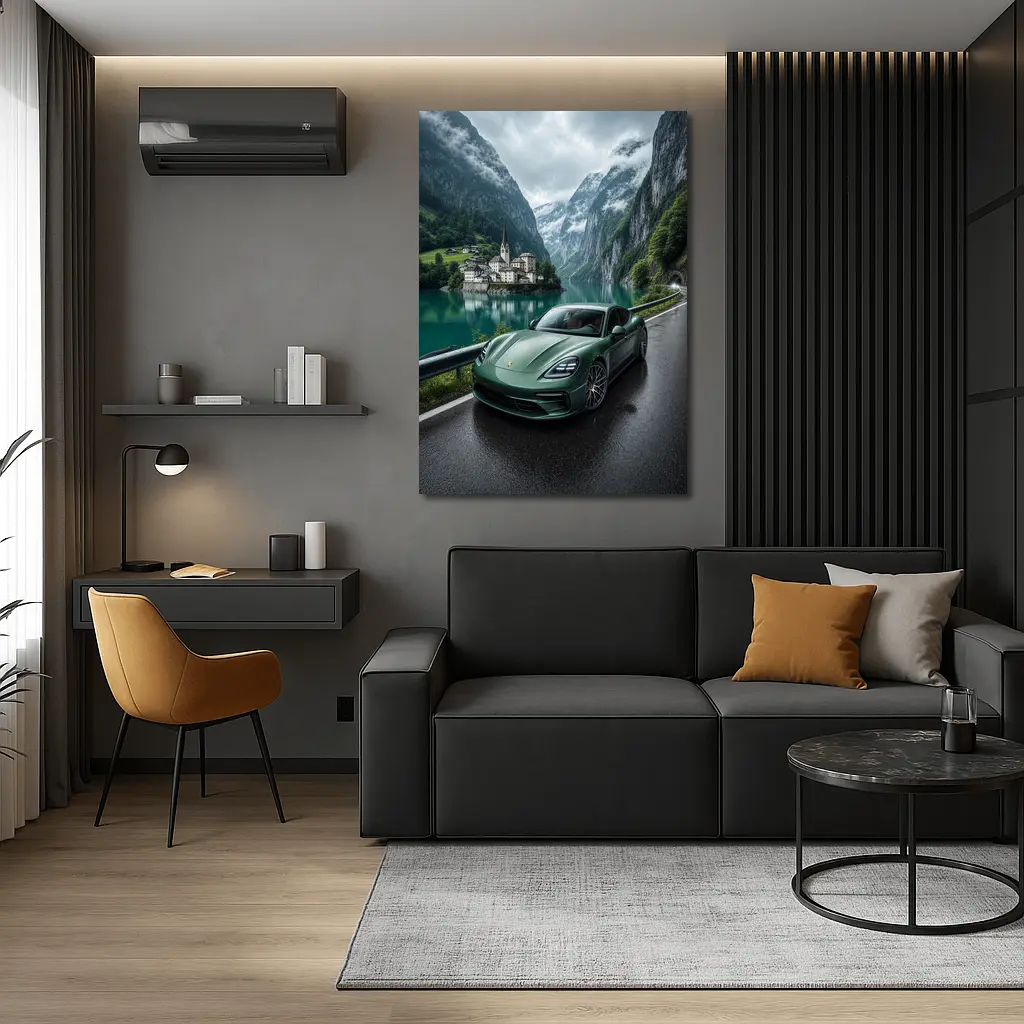 Porsche Panamera Green Mountain Lake Road – Wall Art