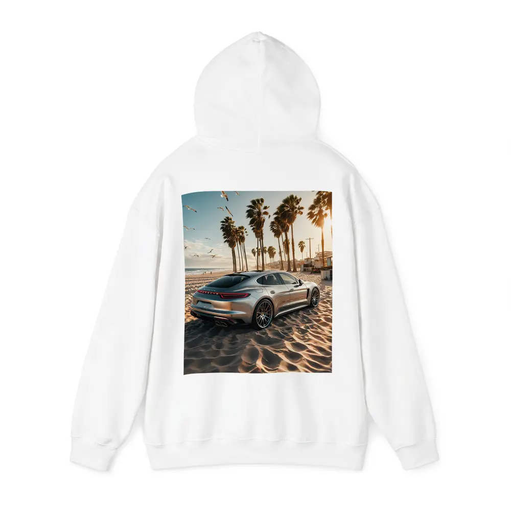 Porsche Panamera Silver Beach Palm Trees – Hoodies