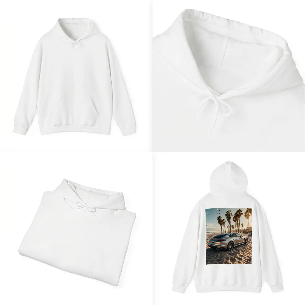 Porsche Panamera Silver Beach Palm Trees – Hoodies