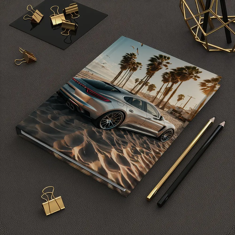 Porsche Panamera Silver Beach Palm Trees – Notebooks