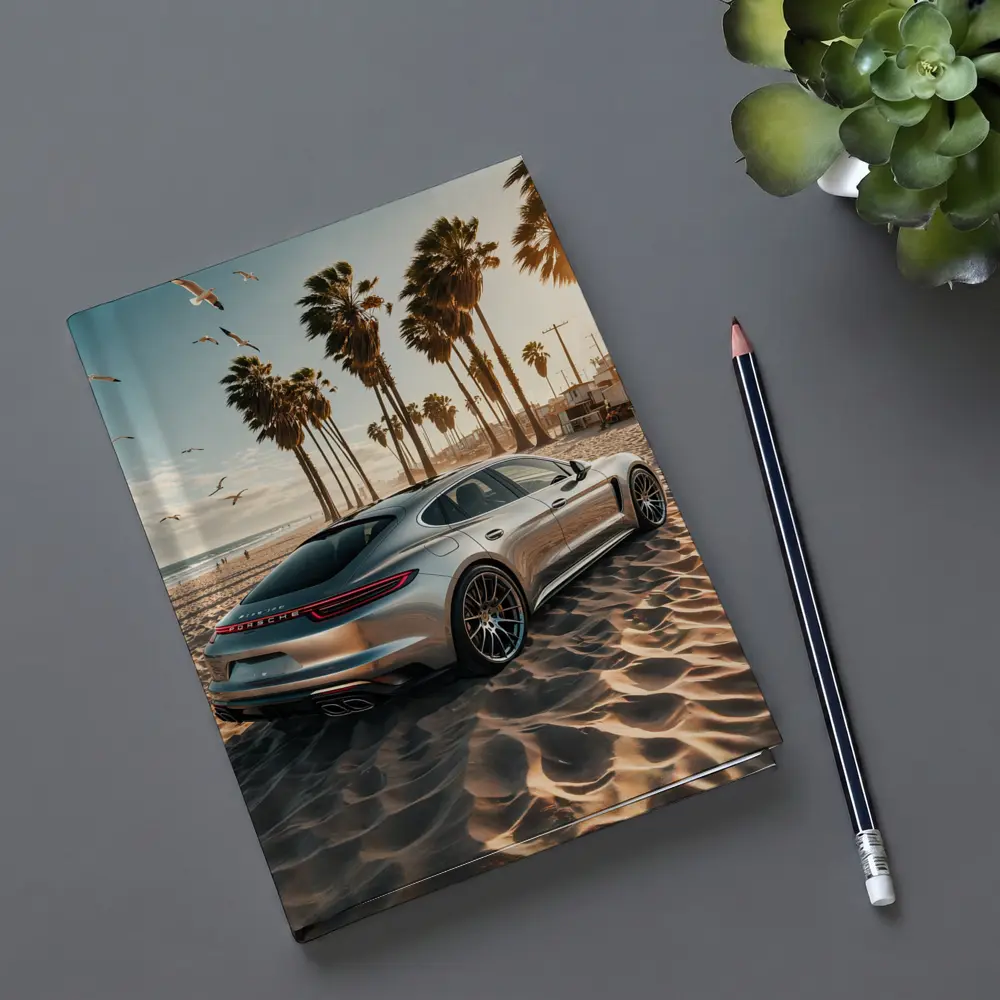 Porsche Panamera Silver Beach Palm Trees – Notebooks