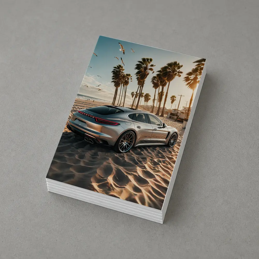 Porsche Panamera Silver Beach Palm Trees – Postcards