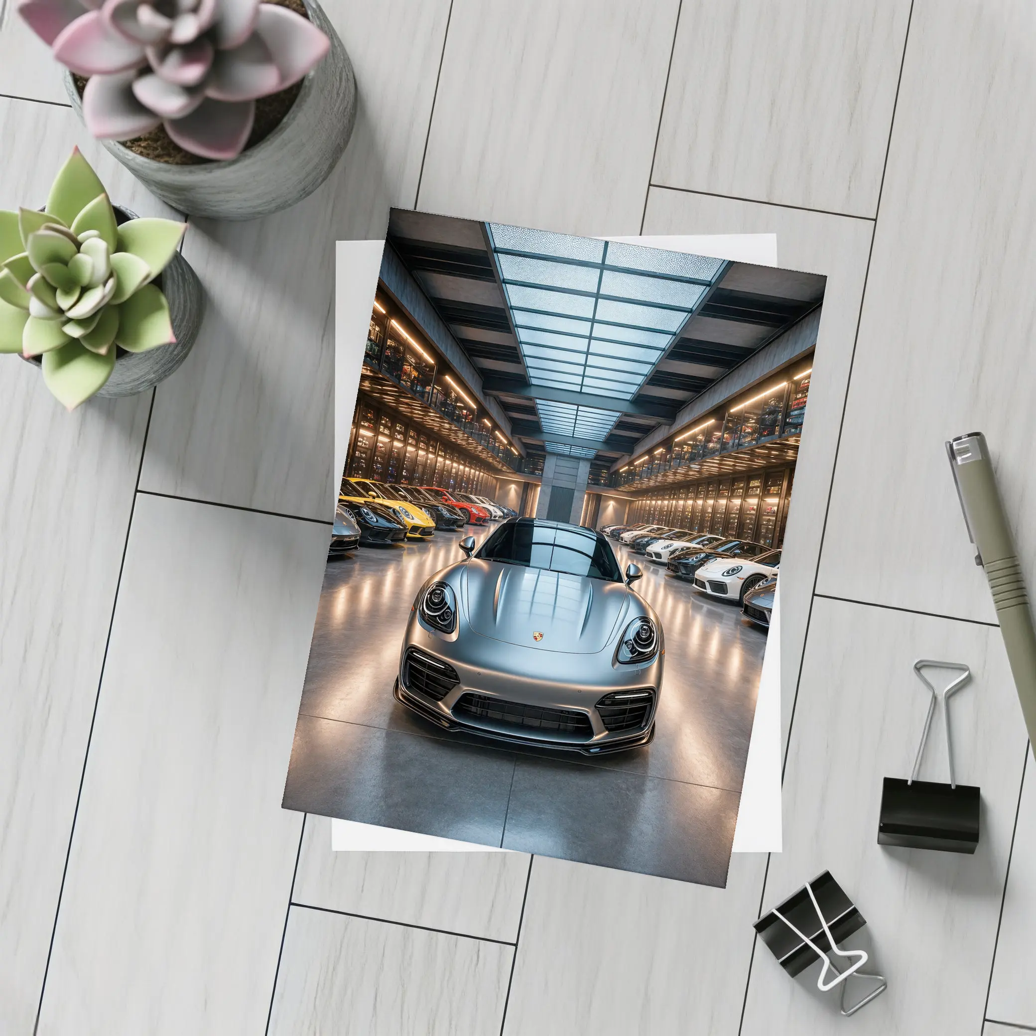 Porsche Panamera Silver Luxury Showroom Collection – Postcards