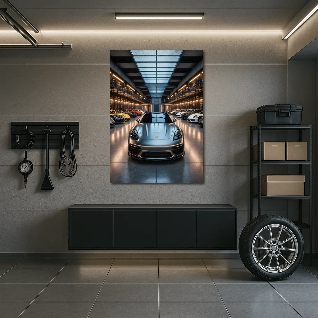 Porsche Panamera Silver Luxury Showroom Collection – Wall Art