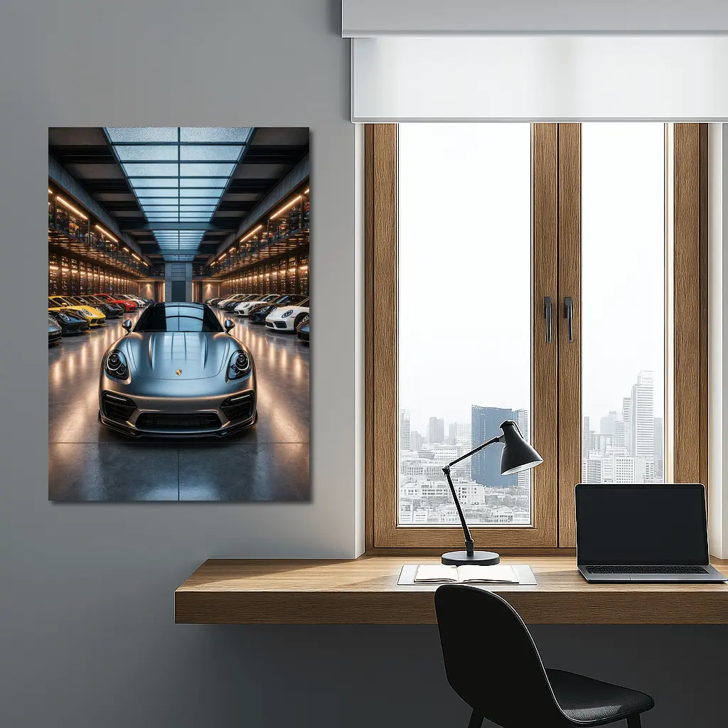 Porsche Panamera Silver Luxury Showroom Collection – Wall Art