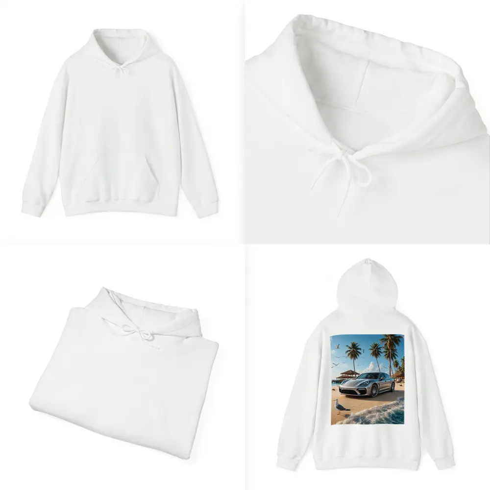 Porsche Panamera Parked On Tropical Beach – Hoodies