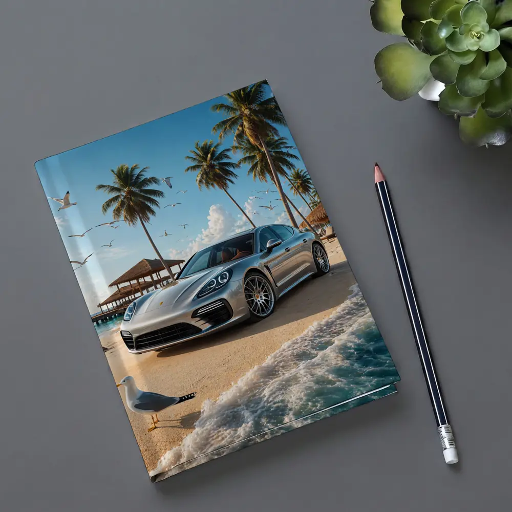 Porsche Panamera Parked On Tropical Beach – Notebooks