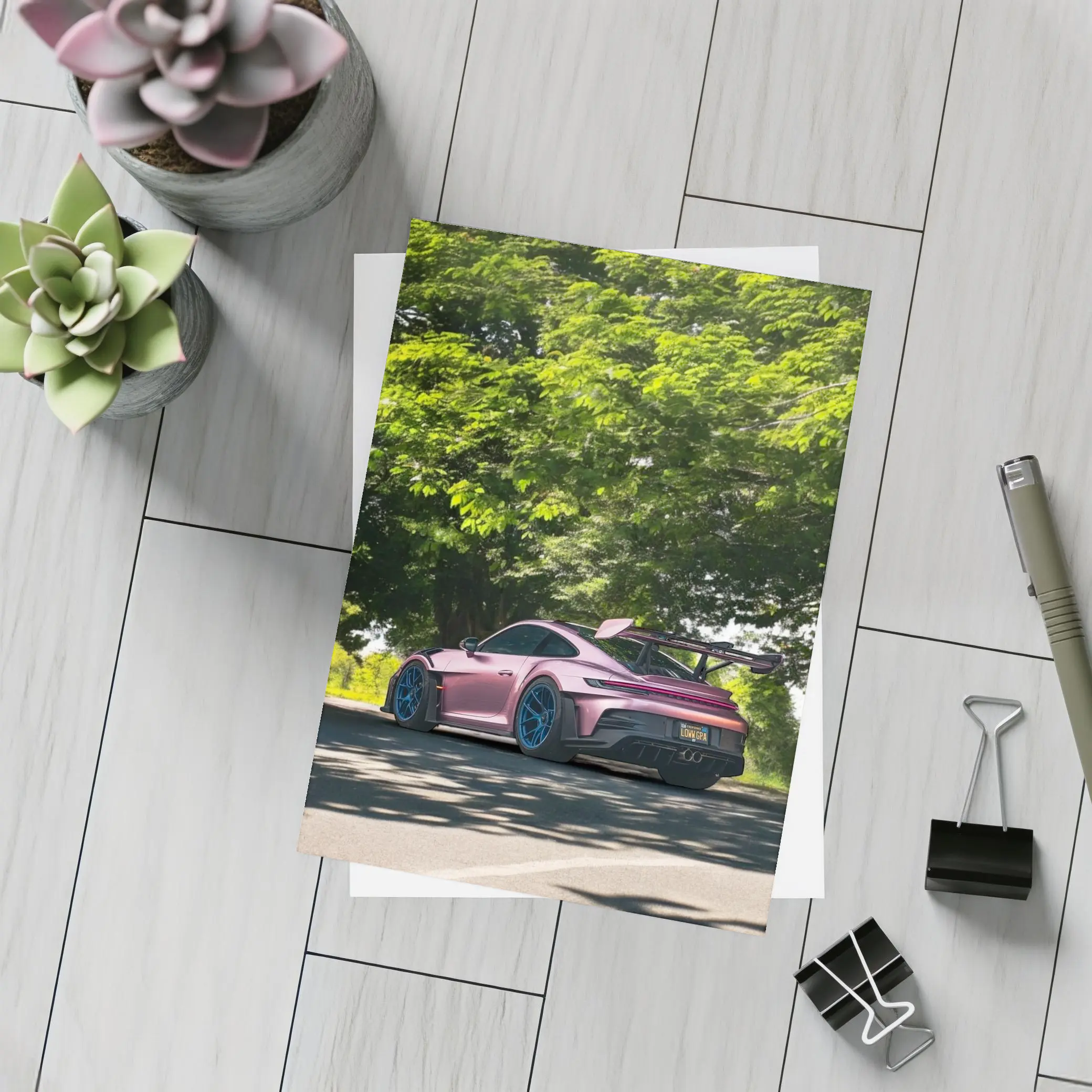 Porsche 911 GT3 RS Pink Road Trees – Postcards