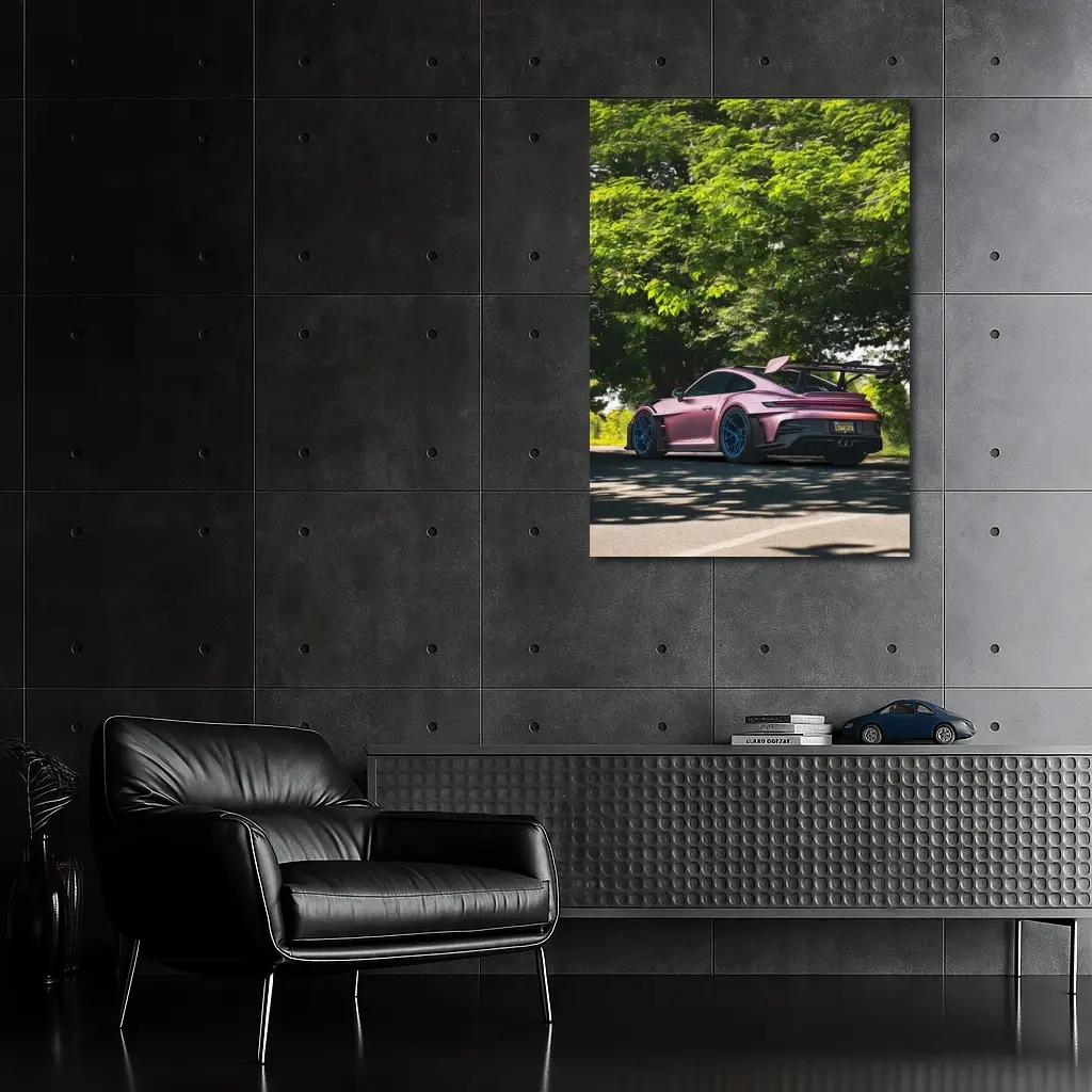 Porsche 911 GT3 RS Pink Road Trees – Wall Art