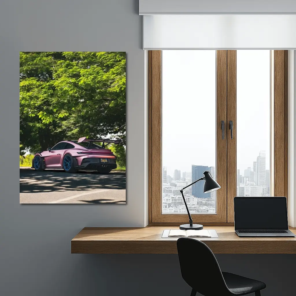 Porsche 911 GT3 RS Pink Road Trees – Wall Art