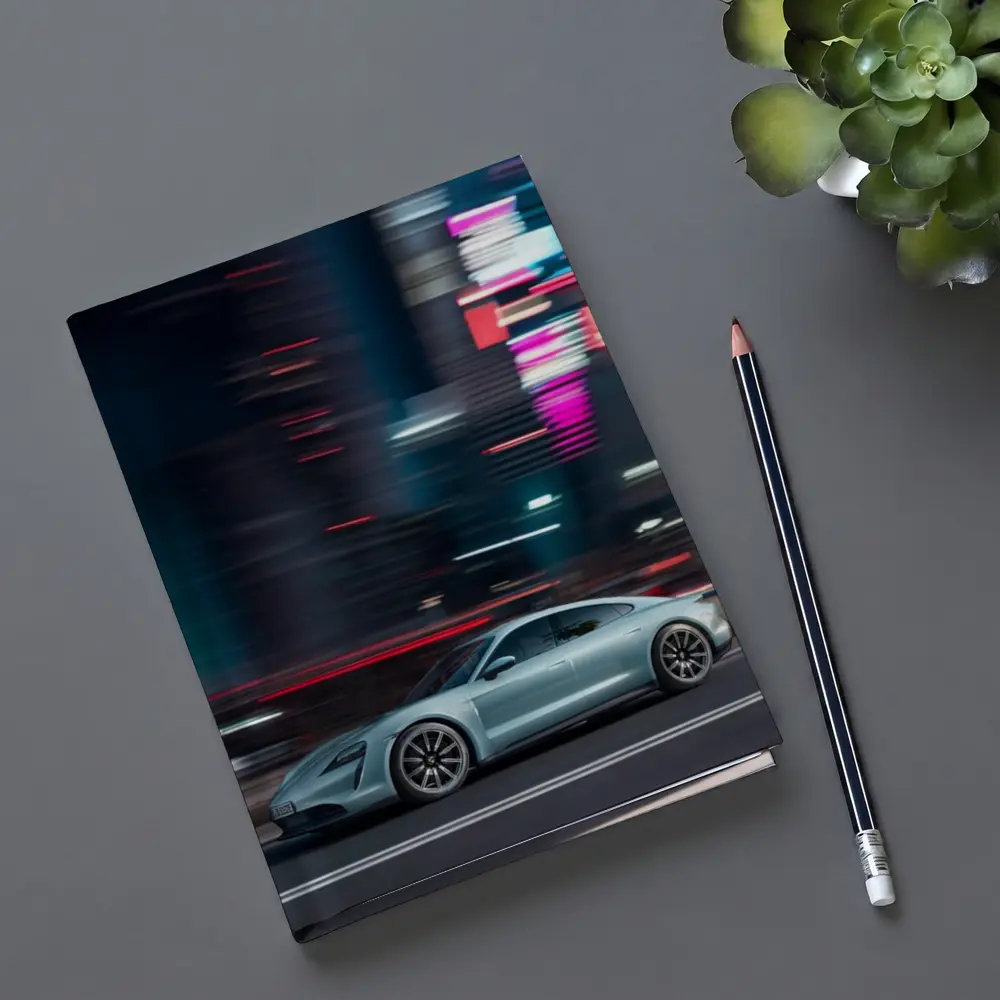 Porsche Taycan City Night Neon Speed – Notebooks