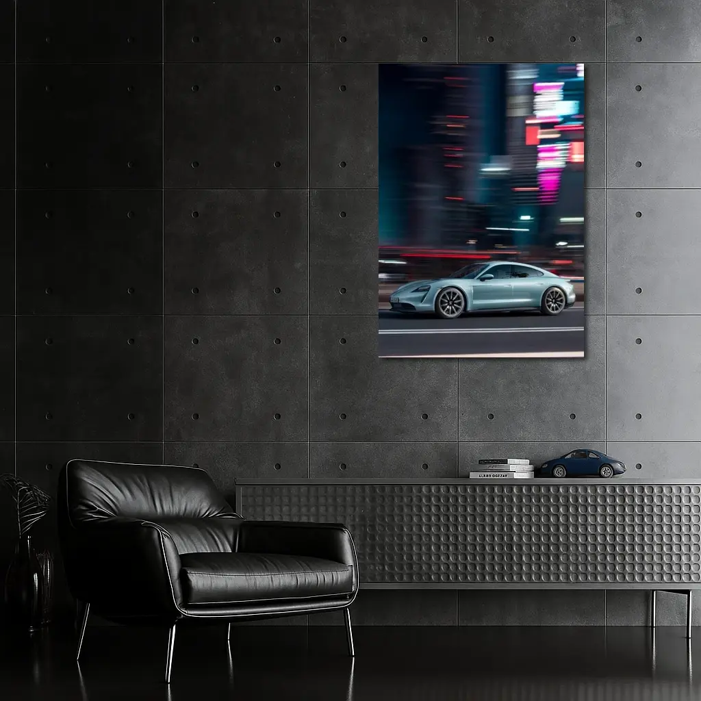 Porsche Taycan City Night Neon Speed – Wall Art