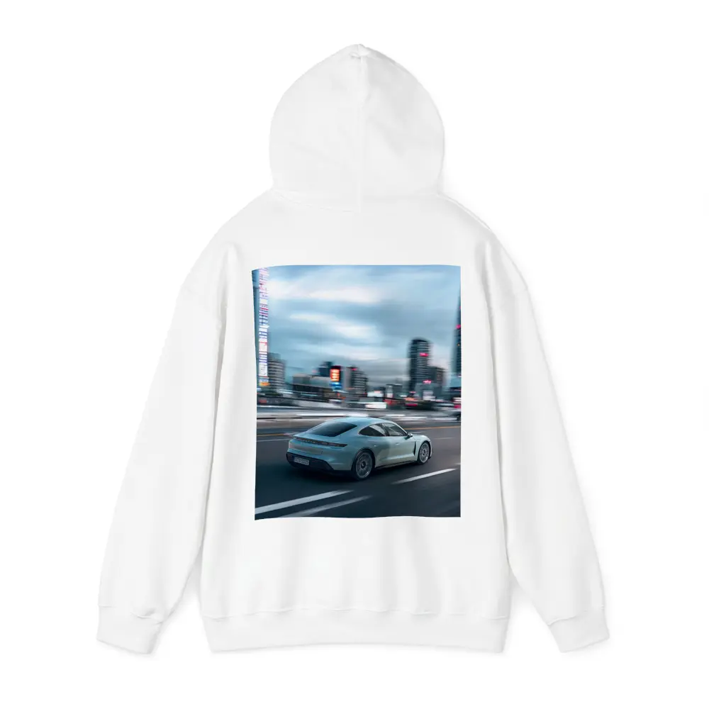 Porsche Taycan Speeding Through City Streets – Hoodies