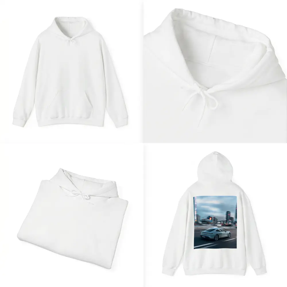 Porsche Taycan Speeding Through City Streets – Hoodies