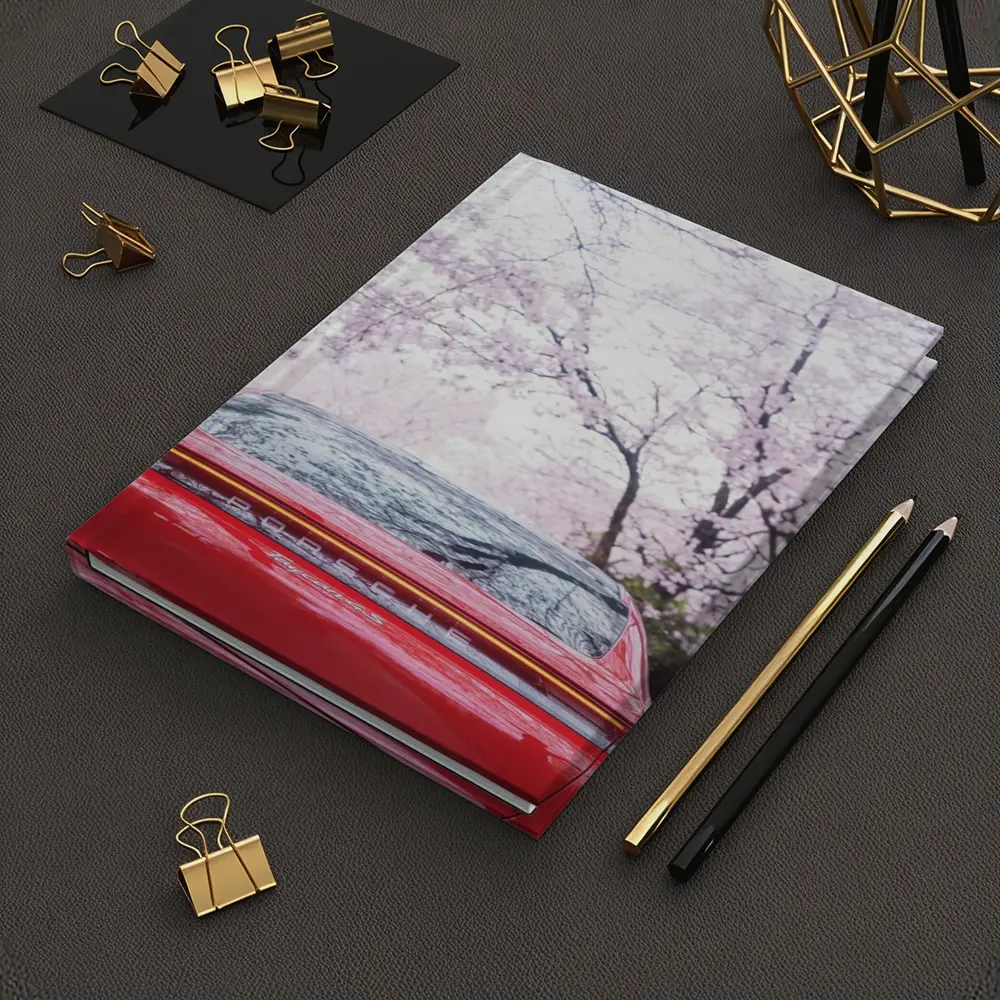 Red Porsche Taycan Cherry Blossom Background – Notebooks
