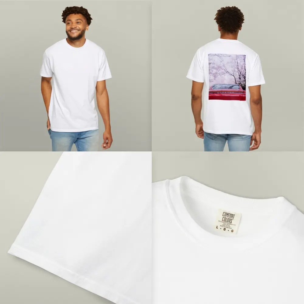 Red Porsche Taycan Cherry Blossom Background – T-Shirts