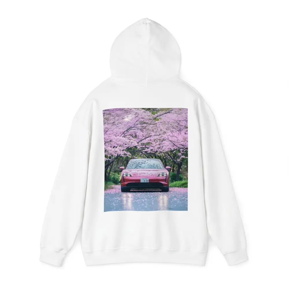 Porsche Taycan Red Under Cherry Blossoms – Hoodies