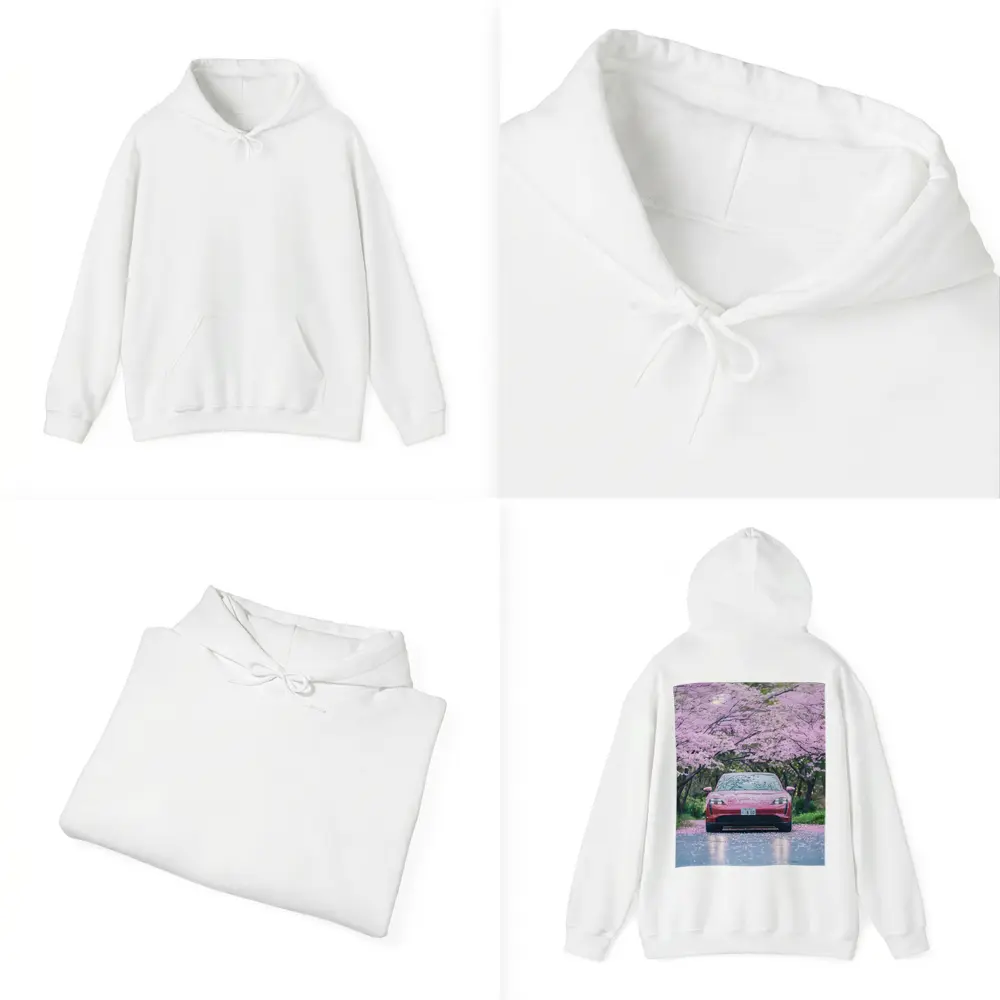 Porsche Taycan Red Under Cherry Blossoms – Hoodies