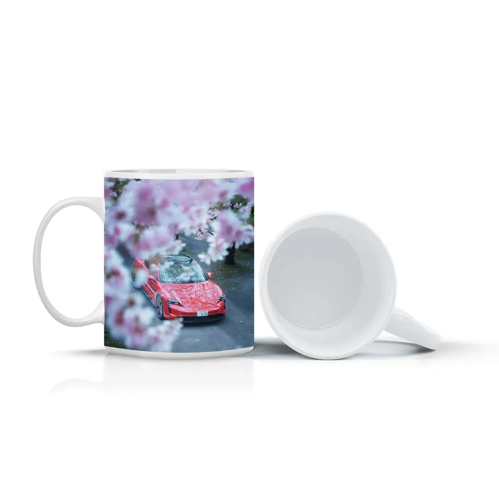 Porsche Taycan Red Cherry Blossom Trees – Mugs