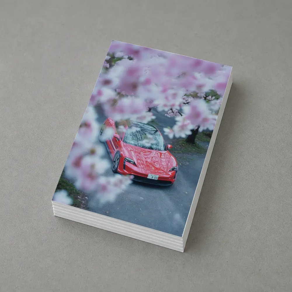 Porsche Taycan Red Cherry Blossom Trees – Postcards