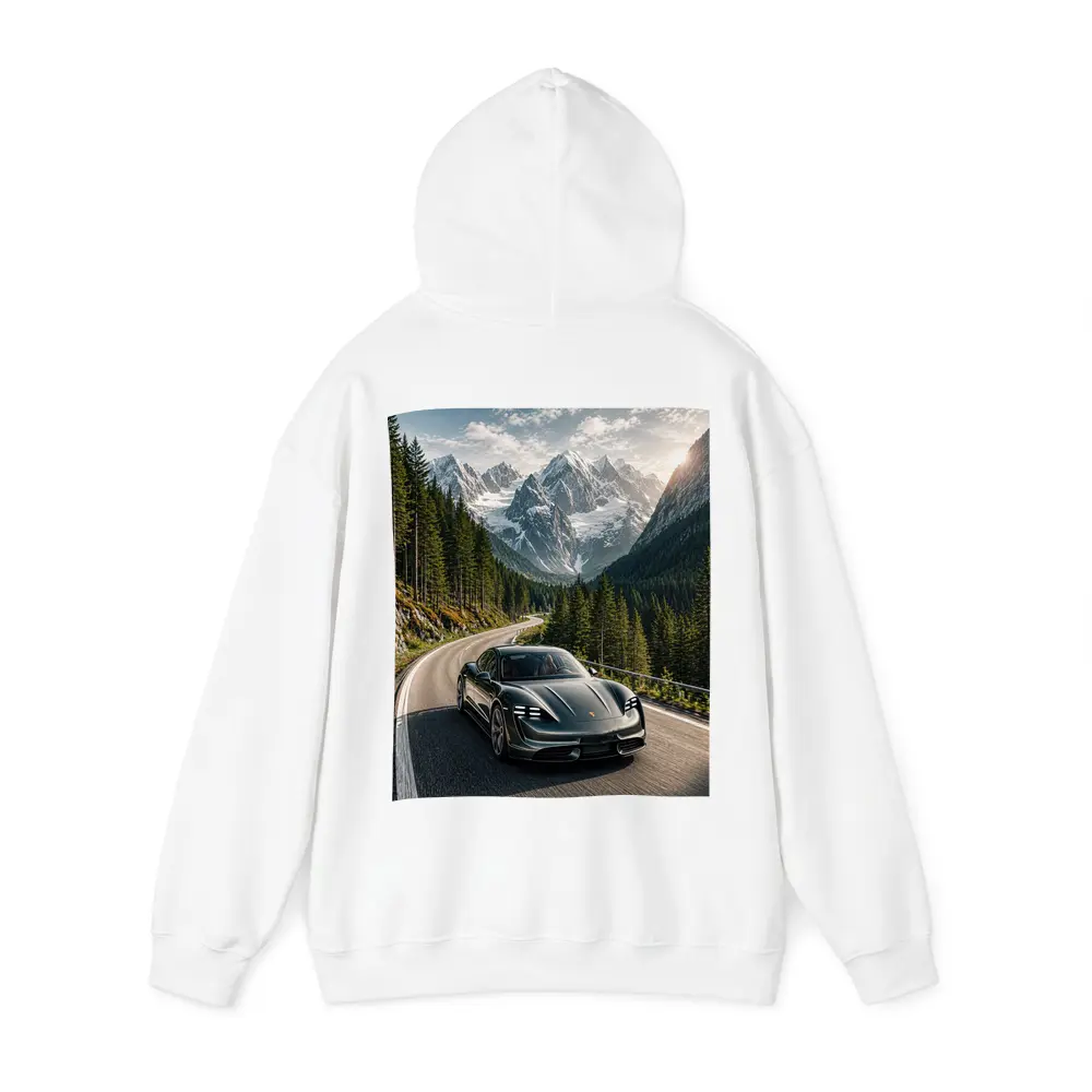 Porsche Taycan Driving Alpine Mountain Road – Hoodies