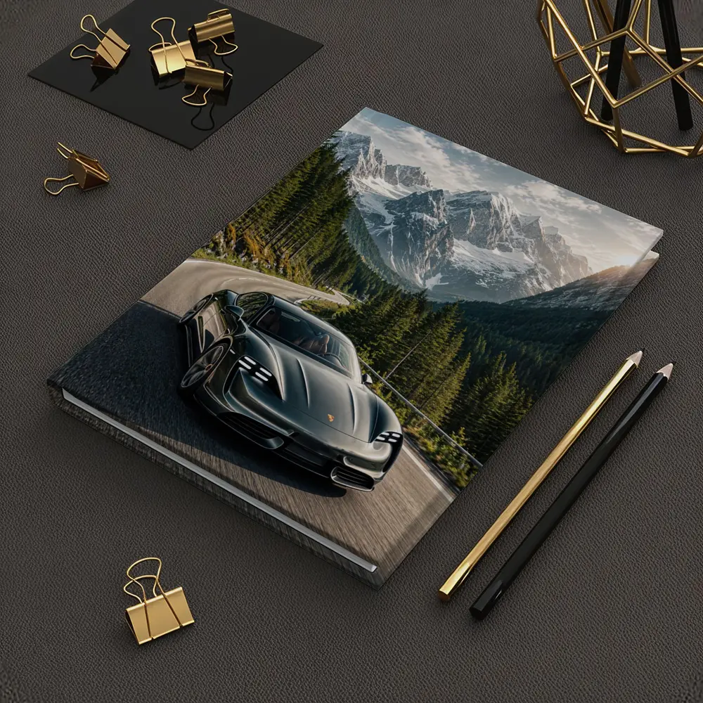 Porsche Taycan Driving Alpine Mountain Road – Notebooks