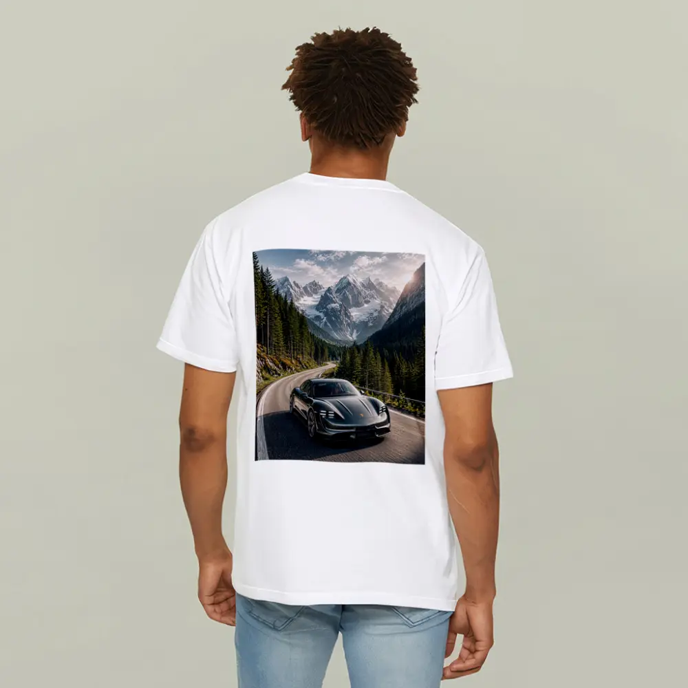 Porsche Taycan Driving Alpine Mountain Road – T-Shirts