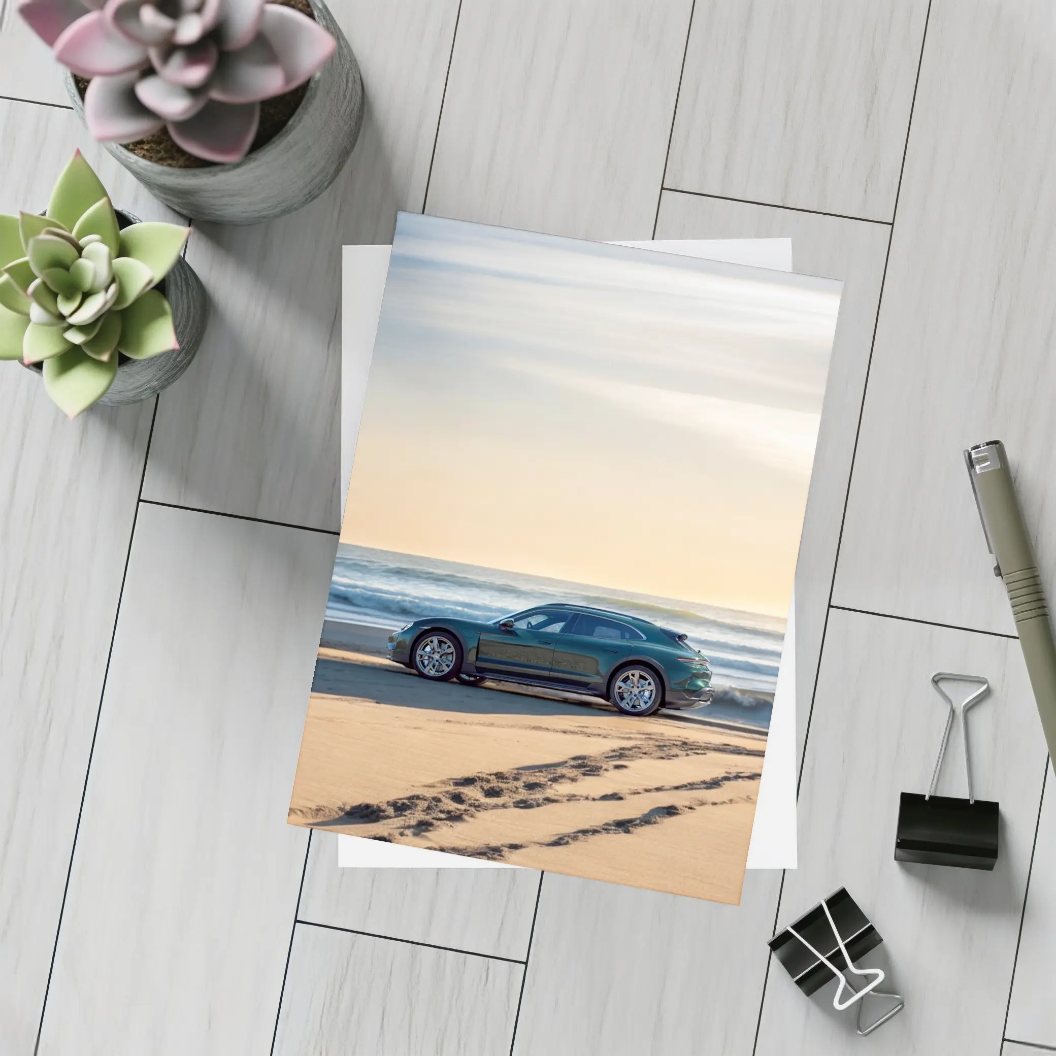 Porsche Taycan Cross Turismo Beach Sunset – Postcards