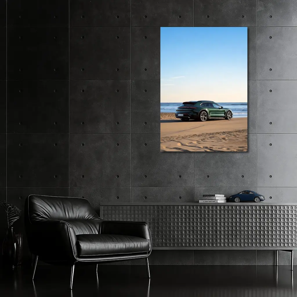 Porsche Taycan Cross Turismo Green Beach – Wall Art