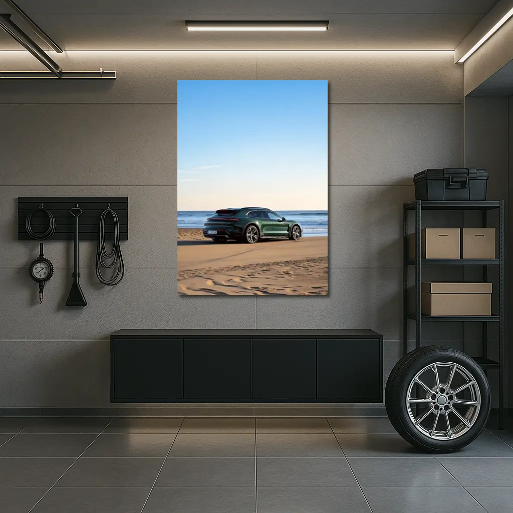Porsche Taycan Cross Turismo Green Beach – Wall Art
