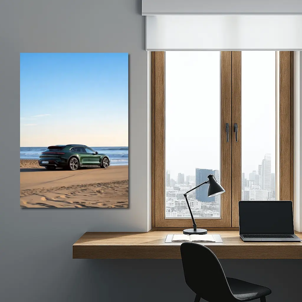 Porsche Taycan Cross Turismo Green Beach – Wall Art
